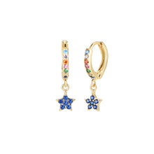 Load image into Gallery viewer, Blue flower hoops
