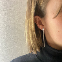 Load image into Gallery viewer, Long gem plissé earrings
