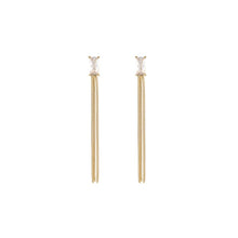 Load image into Gallery viewer, Long gem plissé earrings
