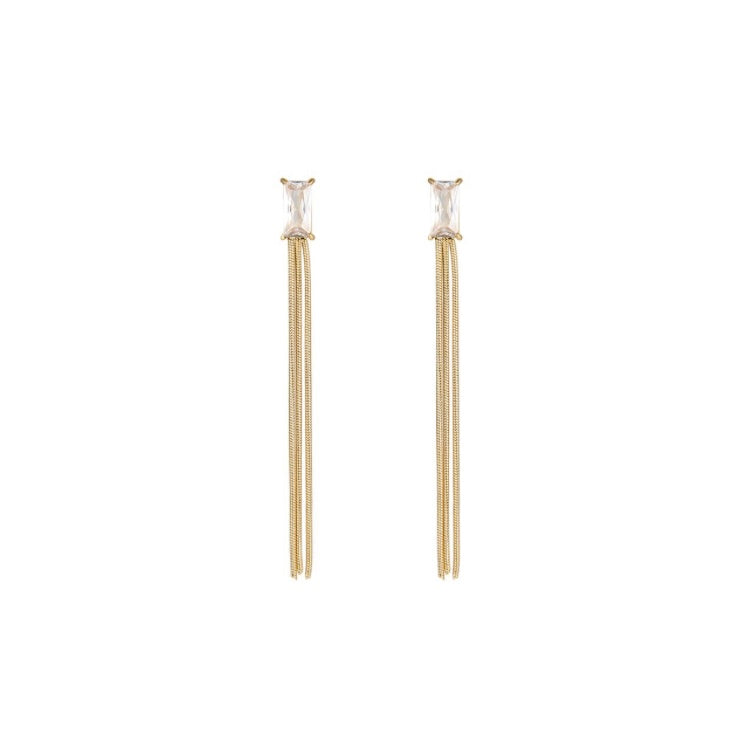 Long gem plissé earrings